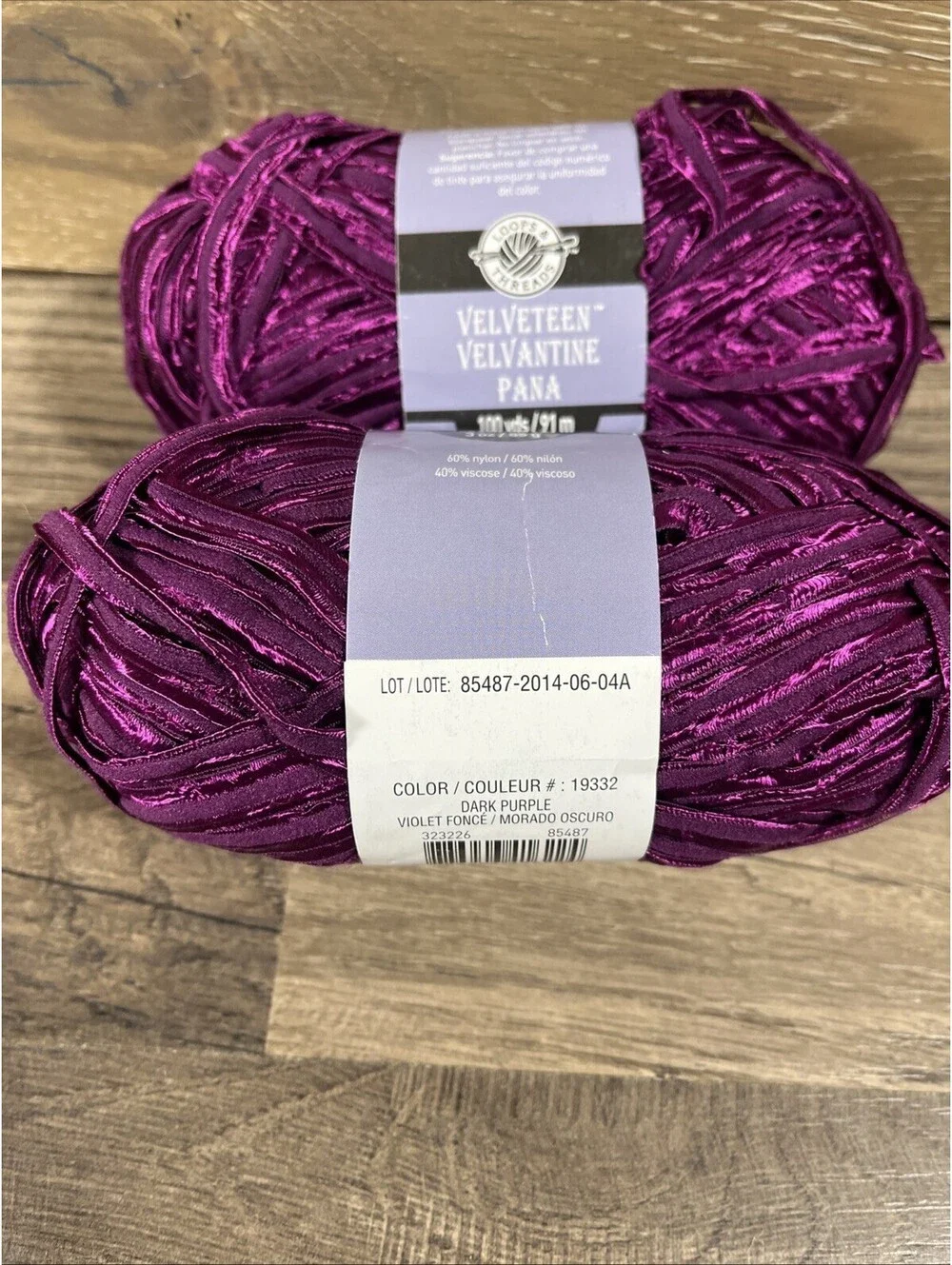 Loops & Threads Velveteen Yarn - Dark Purple Lot of 2